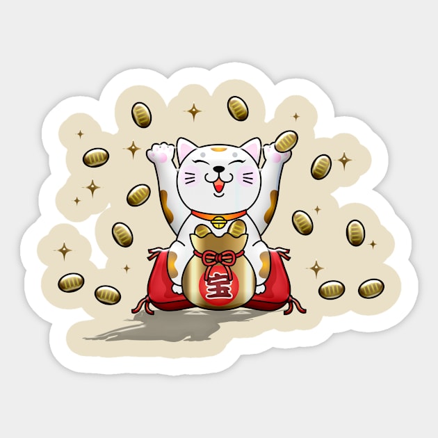 Lucky fortune cat Sticker by WordFandom